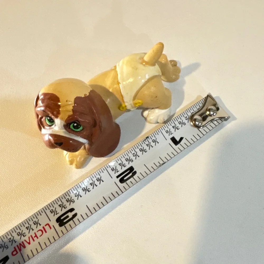 Vintage 1991 Galoob Magic Diaper Baby Pet Dog PVC Figure 2.5 Inch Basset Hound